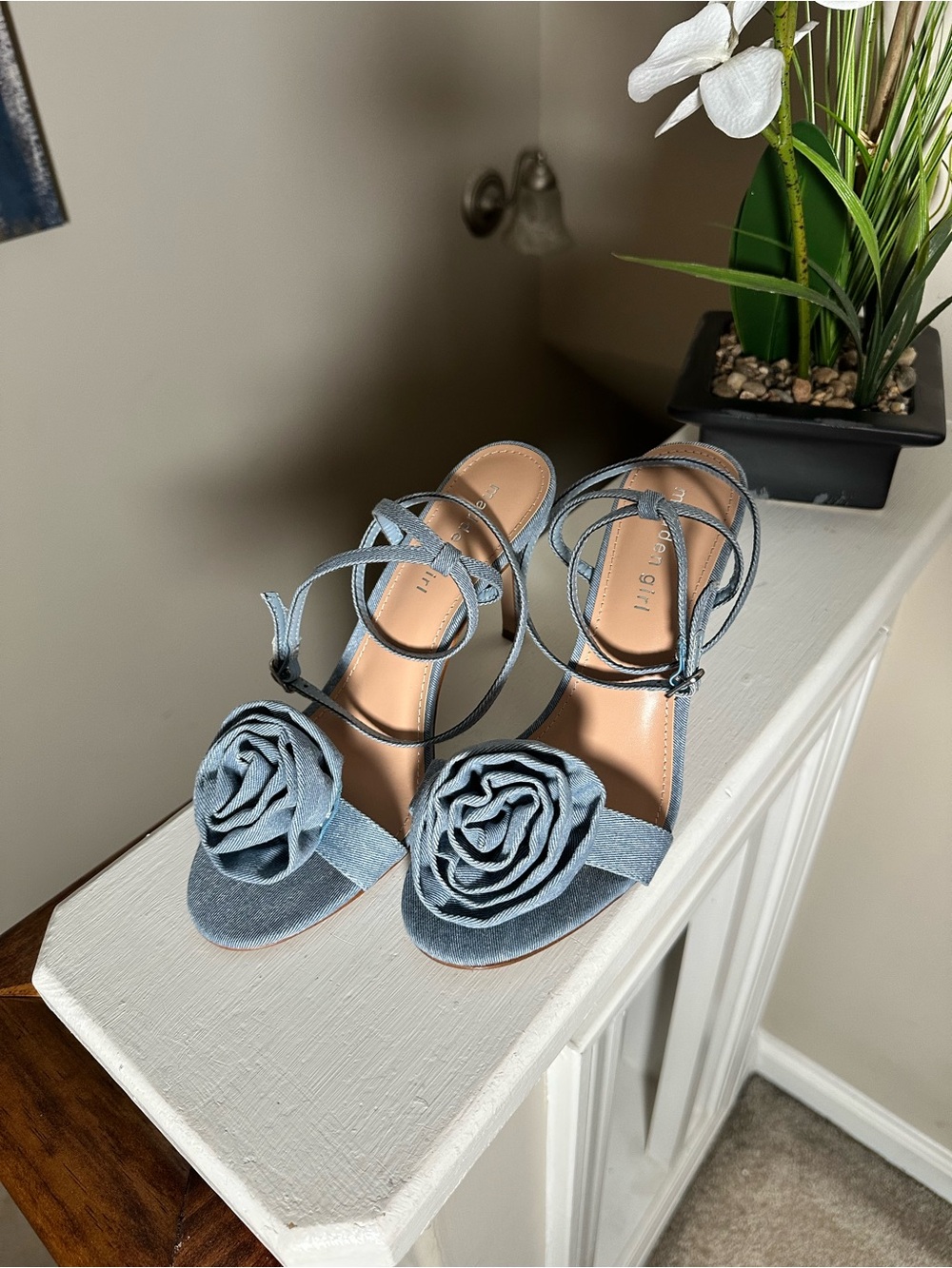 Madden Girl Blue Denim Ankle-Strap Heels